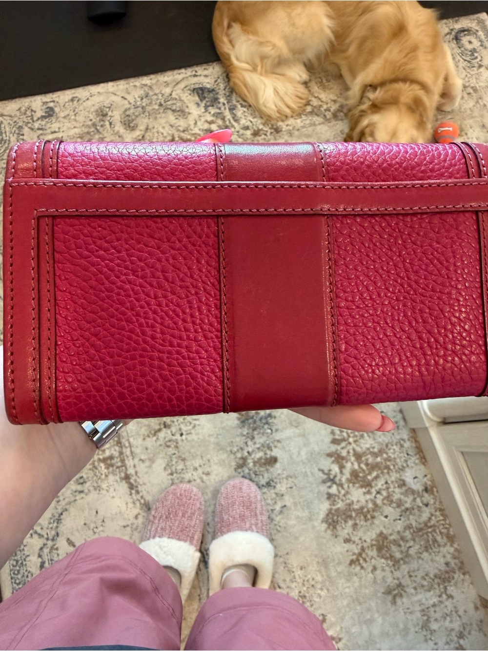 Burberry Pink and Burgundy Leather Continental Wallet - Picture 2 of 4